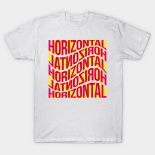 Horizontal Waves Typography (Magenta Yellow Red) T-Shirt